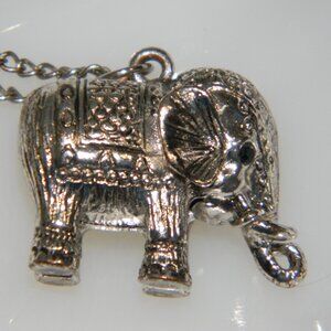 Elephant Necklace Figural Silver 28 inch Chain Republican Political